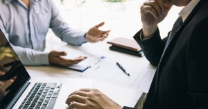 lawyer with their client
